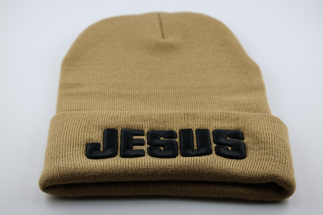 Beanie with "JESUS" Raised Embroidery