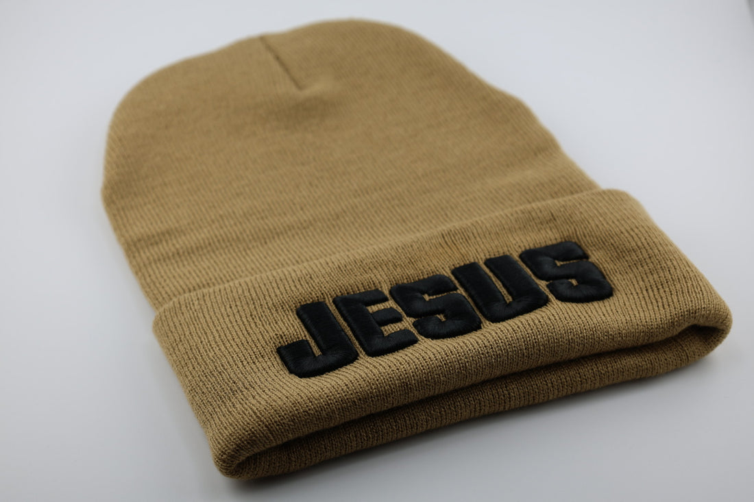 Beanie with "JESUS" Raised Embroidery